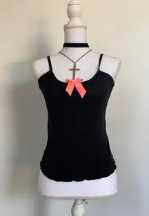 None Black bow tank top.