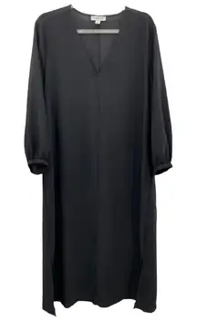 Nordstrom‎ Black Long Sleeve Midi Shirt Dress XS Career Wear Business Minimalist