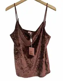 LEYDEN Velour Velvet Tank Top Cowl-neck NWT Large