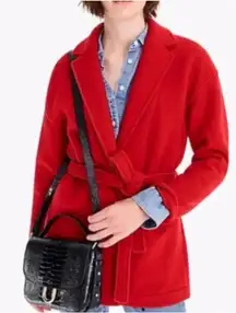 J. Crew Camille Short‎ Boiled Wool Wrap Coat In Bright Red Size XXS