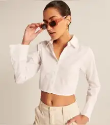 Abercrombie & Fitch Cropped Poplin Button Up Shirt White Size M