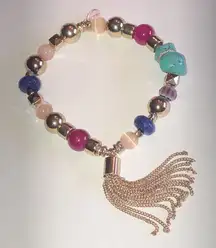 Express Multicolor Boho Beaded Bracelet with Tassel