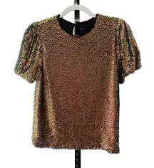Endless Rose Women's Sequin Puff Sleeve Top