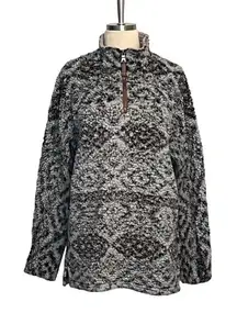TRUE GRIT SHERPA PULLOVER 1/4 ZIP FROSTY TIP AZTEC PATTERN SUPER SOFT SIZE MED