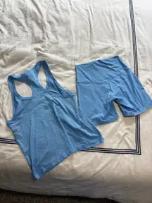 RARE Lululemon Aero Blue Biker Short Set 