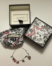 Gucci Sterling Silver 925 Trademark Charm Bracelet WI Box