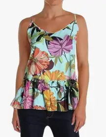 Trina Turk Women's Hadley Peplum Dahlia Dell Print Tank W-582 Size S