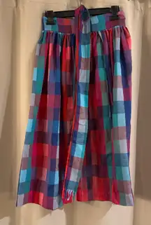 Women’s Vintage Colorful Plaid Women's Skirt with a belt