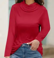 Forgotten Grace Scarlet Cowl Neck Sweater