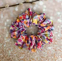 Large floral splash tie dye silky silk scrunchie