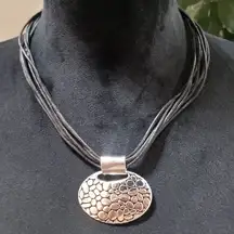 Womens Modern Brutalist Gold Tone Medallion Pendant Choker Necklace with Lobster