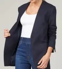 Spanx Perfect Collarless Navy Pinstripe Blazer Size XL