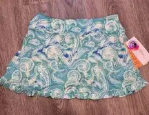 Large turquoise paisley golf / tennis skirt