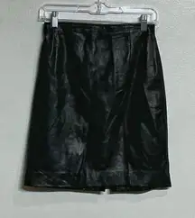 Firenze Santa Barbara Black Leather Vintage Mini Skirt Sz 8