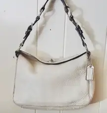 Coach Leather Handbag White With Silver Hardware Vintage Style