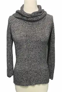 Calvin‎ Klein Cowl Neck Knit Sweater Pullover Rib Front Contrast Design Gray XS