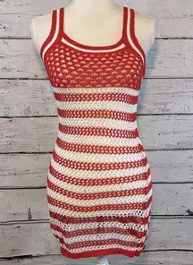SHEIN Swimsuit Coverup Crocheted Red/White-6