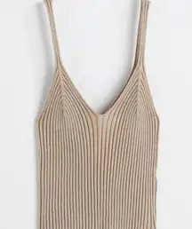 H&M  Taupe Rib Knit Strappy Tank Top Sz M