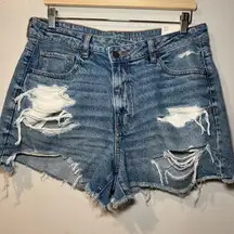 NWT American Eagle Distressed Mom Denim Shorts Size 14 Strigid