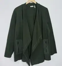 NEW Logo By Lori Goldstein Drape Front Hunter Green Jacket w/ Pockets Size‎ XL