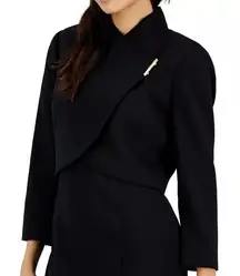 Tahari ASL Black Side Bar Crop Blazer