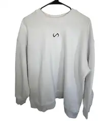 TLF White Oversized Crewneck Sweatshirt With Logo On Front