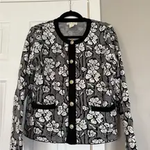 Cynthia Rowley Floral Gold Button Down Cardigan Sweater
