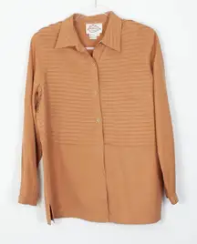 Natural Elements Womens Gold 100% Silk Button Down Shirt Size 12 Classic Career‎