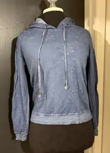 💜 Gray & Gray Star Patch Blue Terrycloth Hoodie