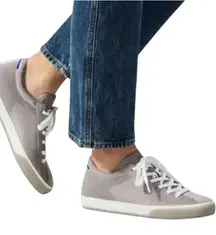 Rothy's The Lace Up Sneakers Ribbed Low Top Gum Soft Vintage Gray White 10