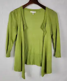 Kenar Womens Cardigan Size S Moss Green‎ Silk Blend Knit Open Front 3/4 Sleeve