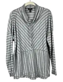 Jones New York Striped Cowl Neck Top Large
