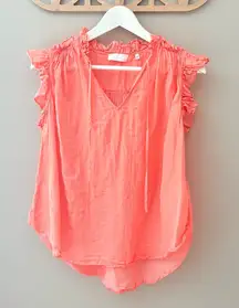 7 For All Mankind Pull Over Blouse Coral Sz Medium