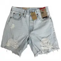 Levi's 501 Mid Thigh Distressed Cotton Shorts Shake It Up NWT Size 24