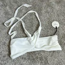 TULAROSA Nylon Halter Bikini Top NWT Cream White XS