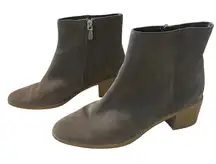 Clarks Gray Suede Heeled Ankle Boots Size 8
