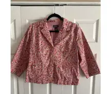 Van Heusen Womens‎ Large Pink Floral Blazer Jacket Cotton Y2K Girliepop Feminine
