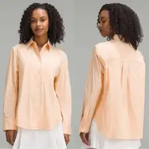 Lululemon Relaxed-Fit Cotton-Blend Poplin Button-Down Shirt in Peach Bellini L