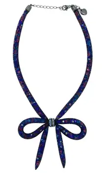 Betsey Johnson Dark Shadows Blue Mesh Bow Necklace