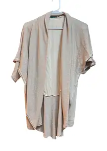 Alice + Olivia Beige Ribbed Duster Cardigan Kimono Sleeve Open Front Drape