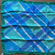 Vintage 1960's Vera Watercolor Plaid Silk Scarf