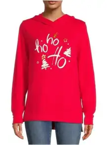 Holiday Time Ho Ho Ho Long Sleeve Hoodie Sz XXXL Red White Holiday Christmas Top