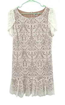BB Dakota size 10 ivory lace overlay dress new with tags zip up rear‎