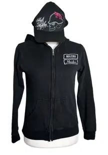 Metal Mulisha Womens Black Graphic Hoodie Trucker Hat Set Skull Design Medium