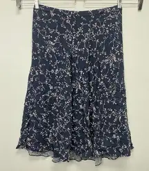 J.Jill Women's XL Floral Flare Skirt Elastic Waist Side Zip Theater Church Work