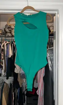 Green Cut Out Body Suit