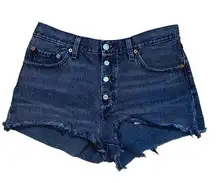 Levis Womens 501 High-Rise Distressed Button-Fly Denim‎ Shorts 29