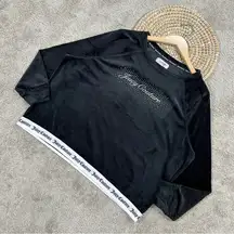 Juicy Couture Women’s Velour Velvet Sweatshirt Top Crewneck Loungewear Balck 1X