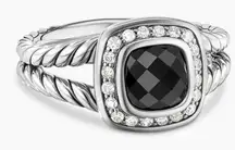 David Yurman Black Onyx and Diamonds Petite Albion Cable Ring