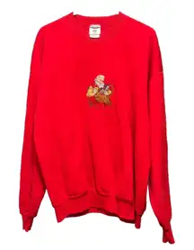 Jerzees Santa Claus Embroidered Crewneck Christmas Holiday Sweatshirt‎ XLarge